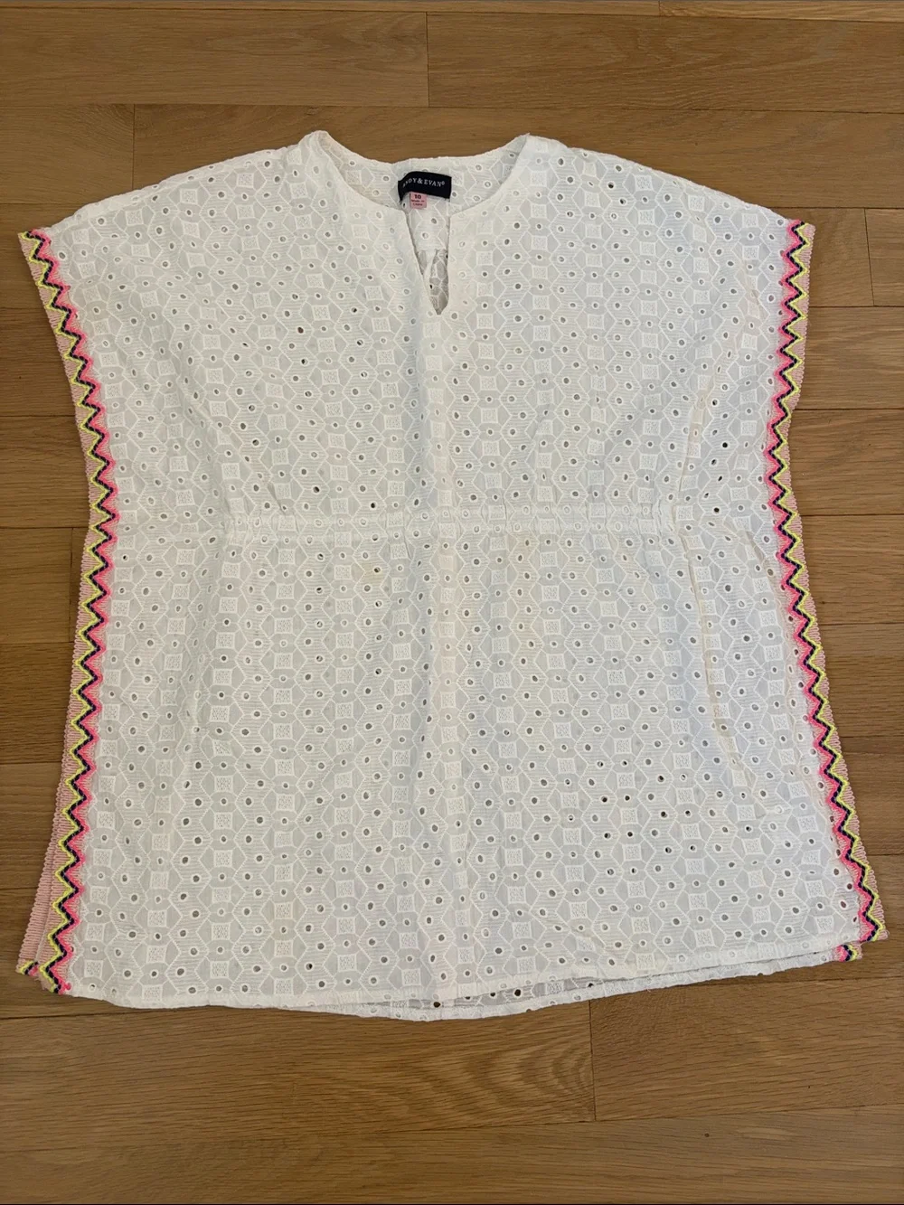 Andy & Evan White Eyelet Swim Coverup with Neon Trim